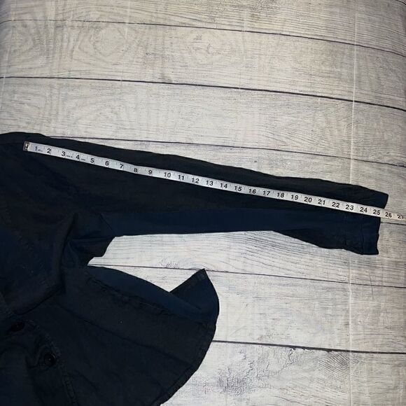 Flax Navy Linen 3 Button Blazer Jacket Lagenlook sz M Medium Pockets - Picture 7 of 8